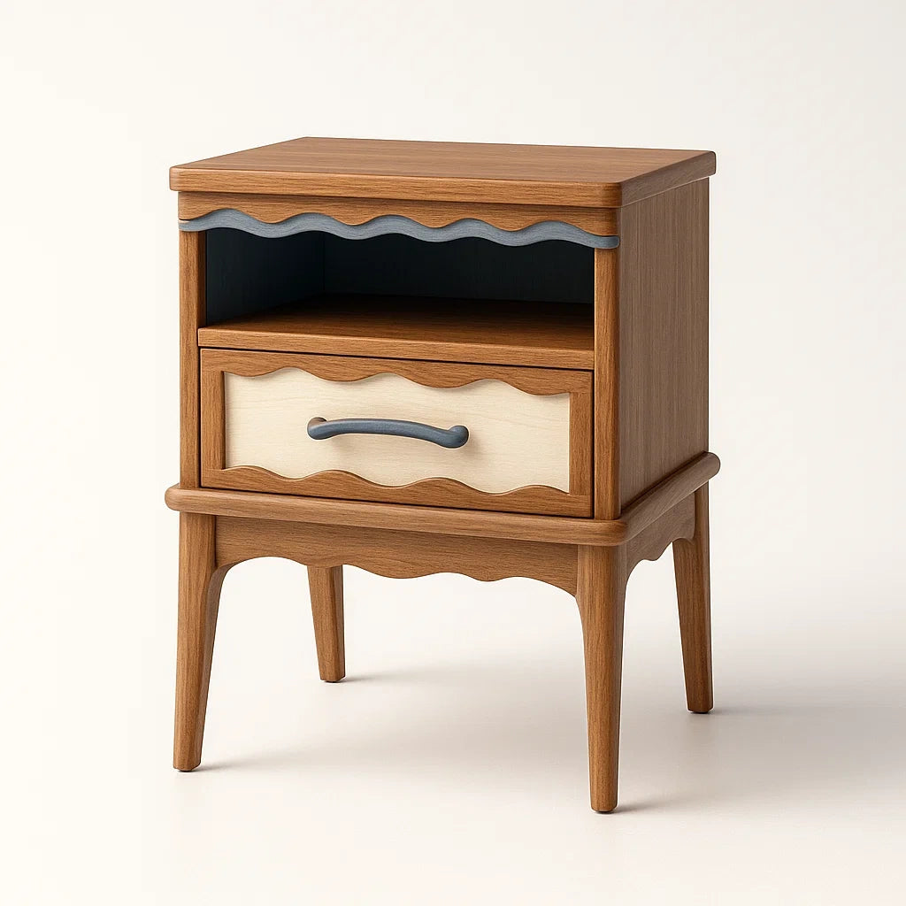 Comodino in Legno con Cassetto e Ripiano