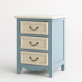 Comodino a 3 Cassetti in Legno Composito Blu e Avorio