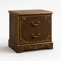 Comodino in Legno Decorato con Due Cassetti