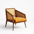 Poltrona in Legno e Tessuto con Rattan Arancione