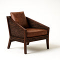 Poltrona in Legno con Rivestimento in Similpelle Marrone