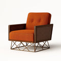Poltrona in Tessuto Arancione con Braccioli in Rattan