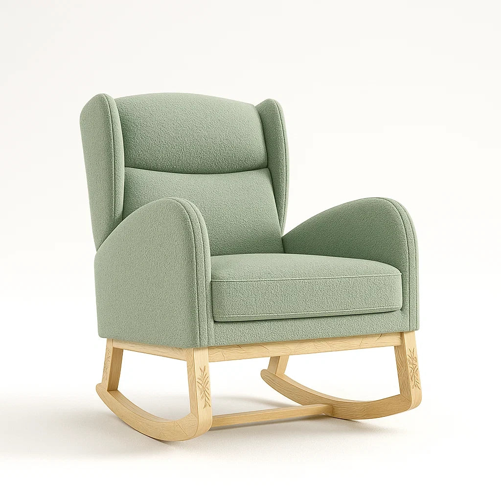 Sedia a dondolo in tessuto con base in legno