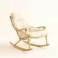 Sedia a Dondolo in Legno e Tessuto Beige