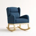 Sedia a dondolo in legno e tessuto blu