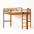 Letto a Soppalco in Legno con Scala e Decorazione in Metallo