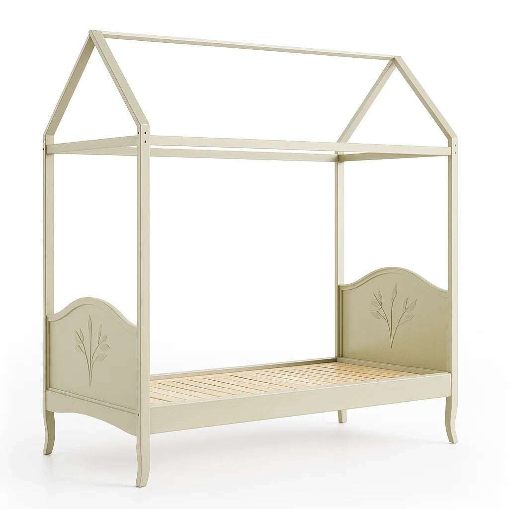 Letto a baldacchino per bambini in legno MDF Beige 90x200 cm