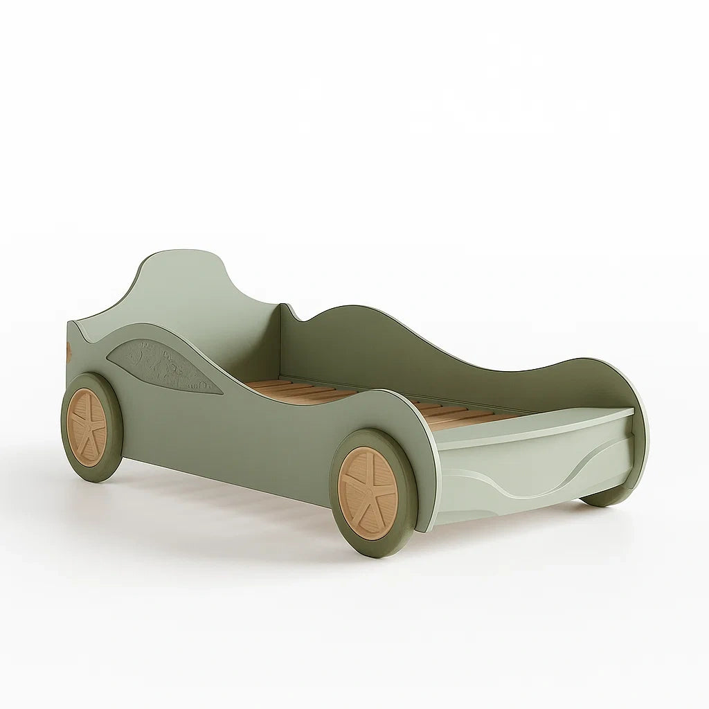 Letto per Bambini in Legno a Forma di Auto Verde