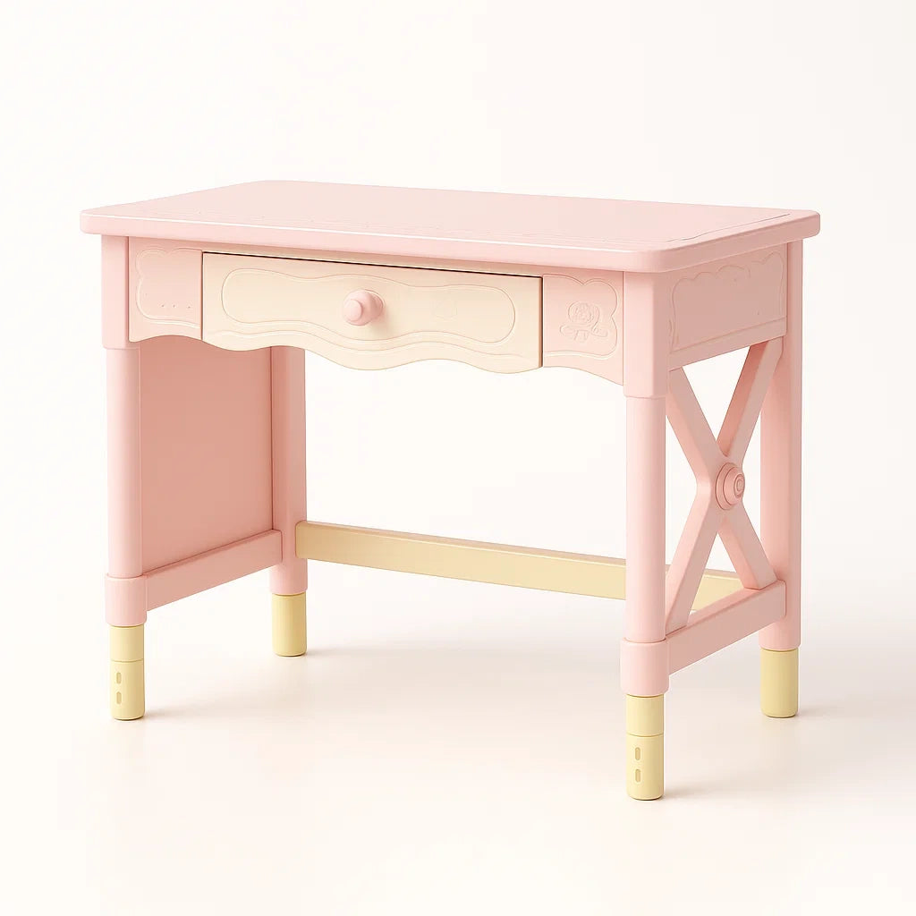 Scrivania per Bambini con Cassetto in Legno MDF Rosa e Crema