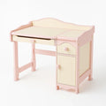 Scrivania per Bambini in Legno Composito Rosa e Crema con Cassetto e Armadietto