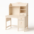Scrivania per Bambini in Legno MDF Crema con Cassetti e Armadietto