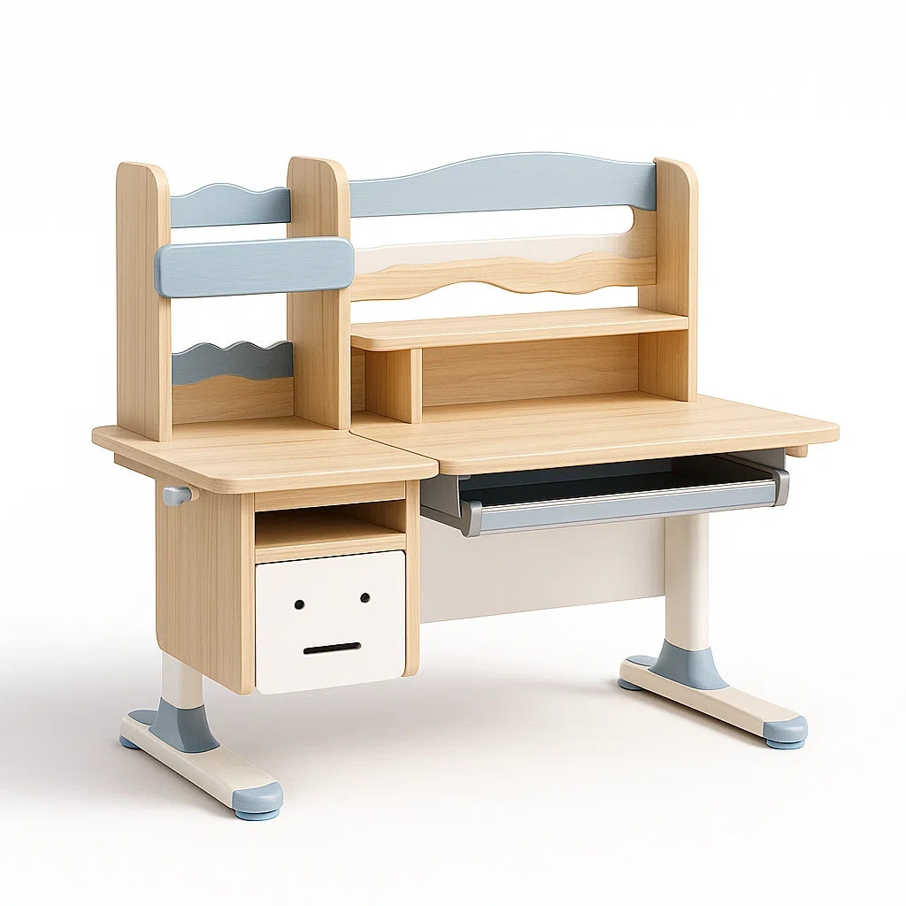 Scrivania per Bambini in Legno MDF con Cassetto e Mensole