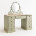 Tavolo da toeletta in legno MDF con specchio ovale e cassetti Verde