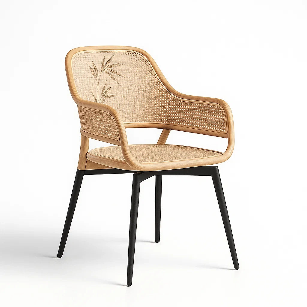 Sedia in Rattan con Gambe in Metallo