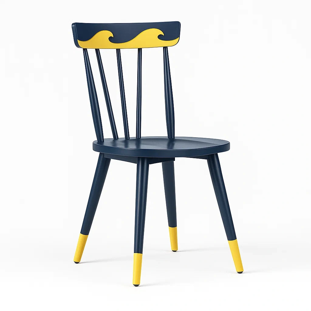 Sedia in legno massello Blu e Giallo