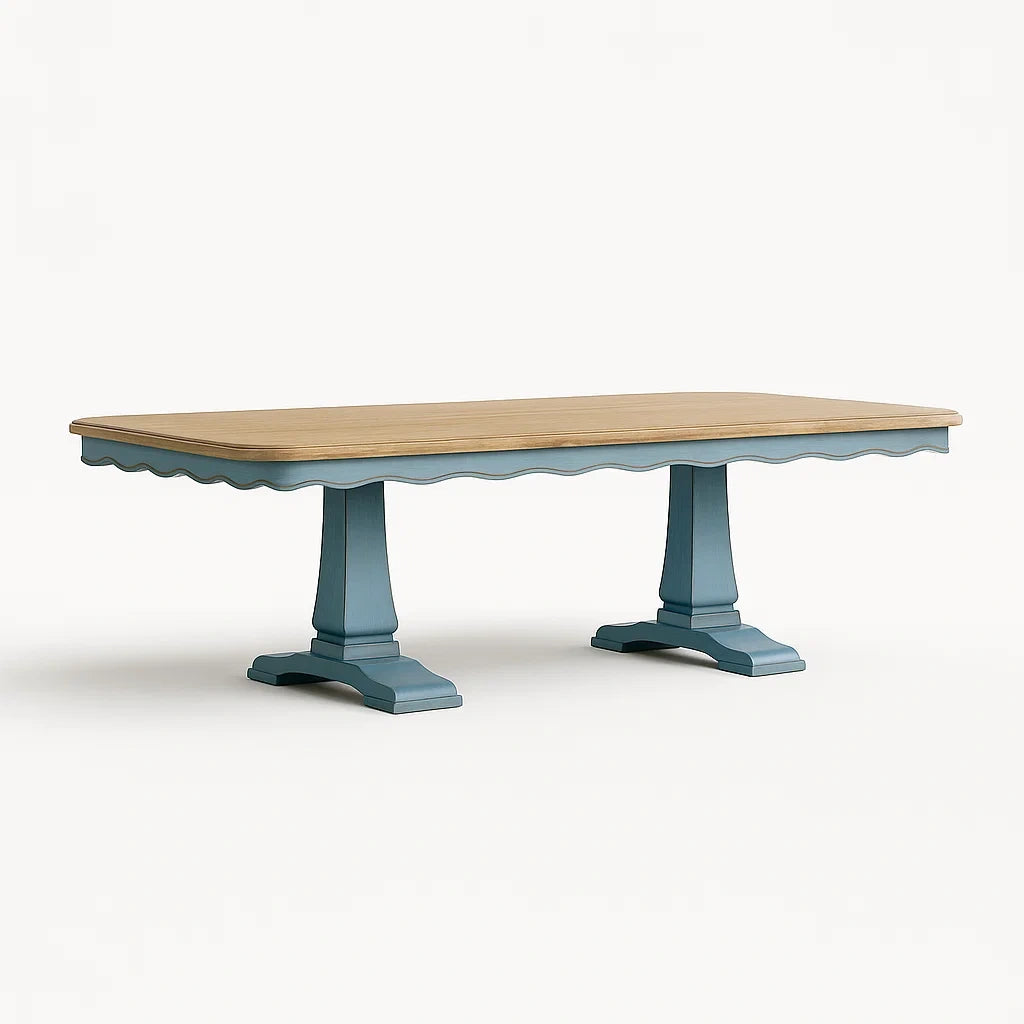 Tavolo da Pranzo Rettangolare in Legno e MDF Blu