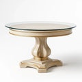 Tavolo Rotondo in Vetro Temperato e MDF Oro Ø 120 cm