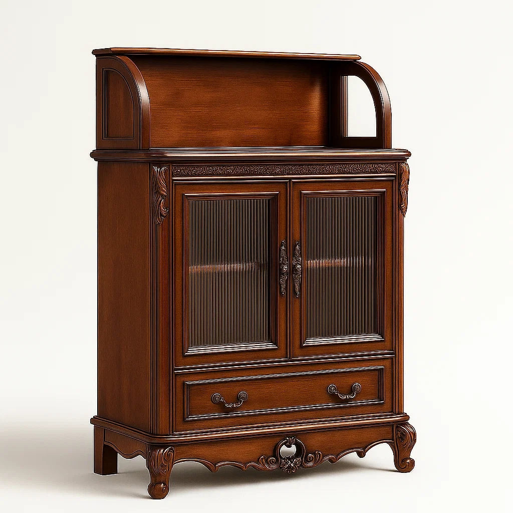 Credenza in Legno di Noce con Ante in Vetro Temperato