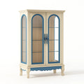 Vetrina in Legno con Vetro Temperato Beige e Blu