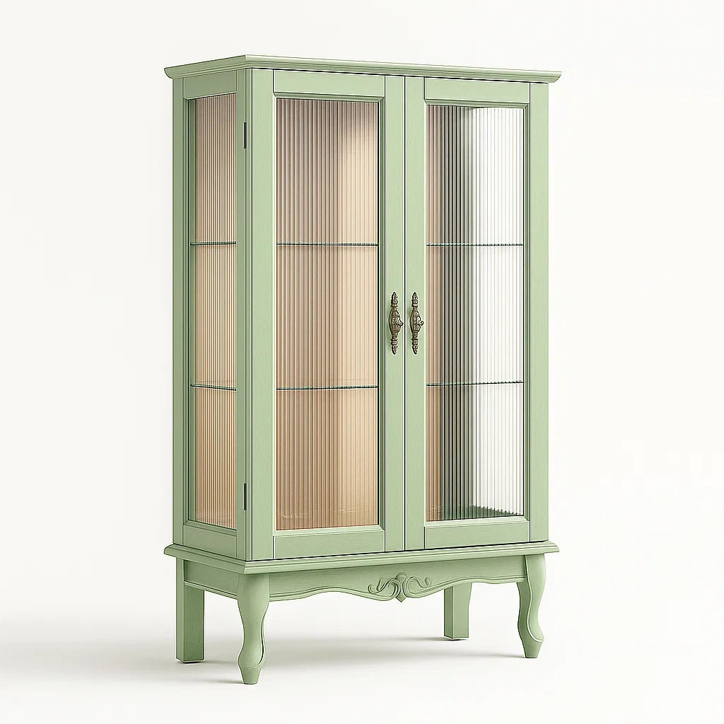 Vetrina in Legno Verde con Ante in Vetro, 120cm